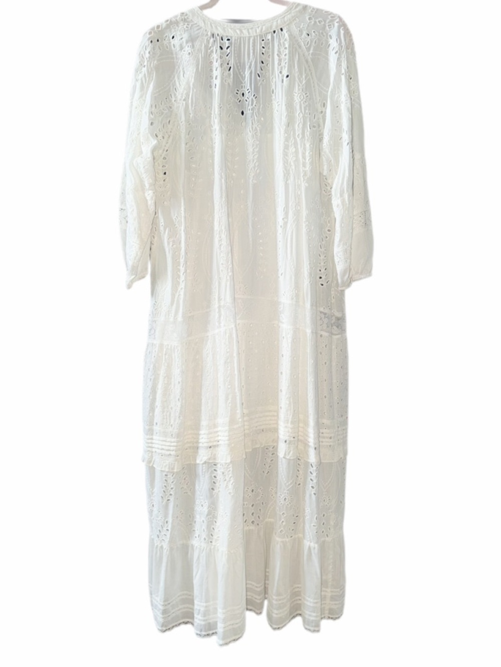 Johnny Was "Jade" White Sleeve Rayon Maxi Dress w white fitted slip-flawless xl - Picture 3 of 15